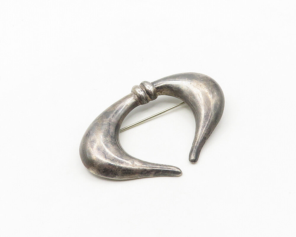 MWS 925 Sterling Silver  Vintage Dark Tone Smooth Brooch Pin  BP7287