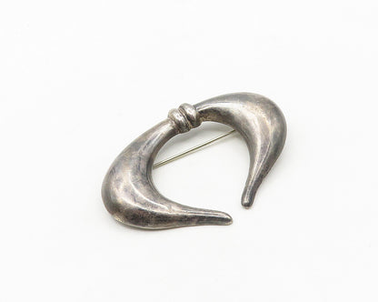 MWS 925 Sterling Silver  Vintage Dark Tone Smooth Brooch Pin  BP7287
