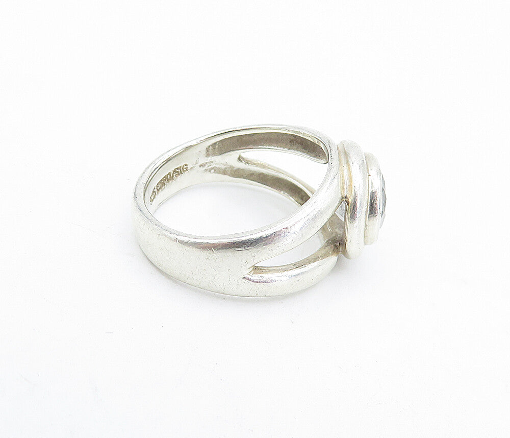 ESPO 925 Sterling Silver Vintage White Topaz Split Cocktail Ring Sz 7 RG5326