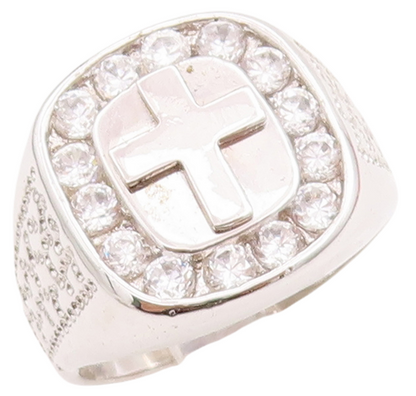 925 Sterling Silver Vintage Ring Minimalist Cross Halo CZ Frame  Sz 11  RG28988