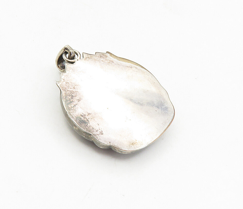 925 Sterling Silver  Vintage Dark Tone Cutout Swirl Vine Drop Pendant  PT6425