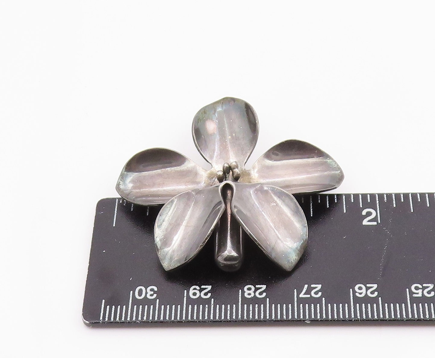 925 Sterling Silver Vintage Brooch Pin DENMARK Abstract Floral Petal  BP12464