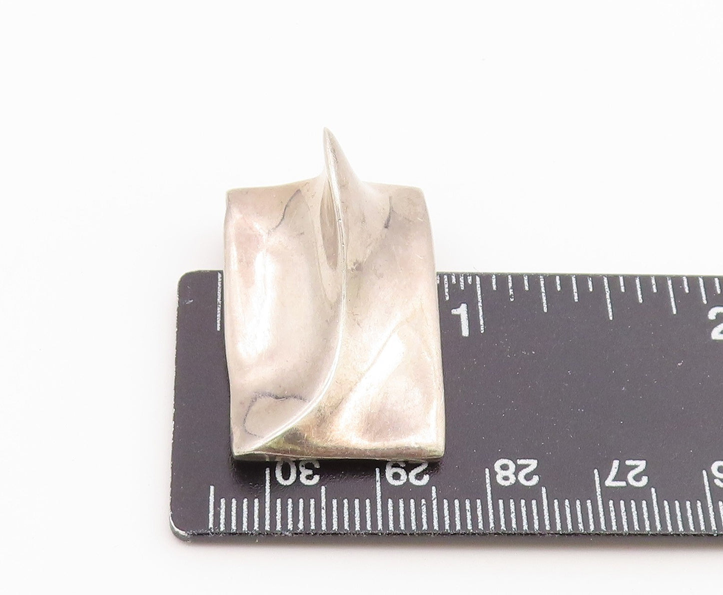 925 Sterling Silver Vintage Pendant Modernist Abstract Wave Slide Charm  PT26504