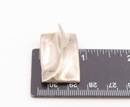 925 Sterling Silver Vintage Pendant Modernist Abstract Wave Slide Charm  PT26504