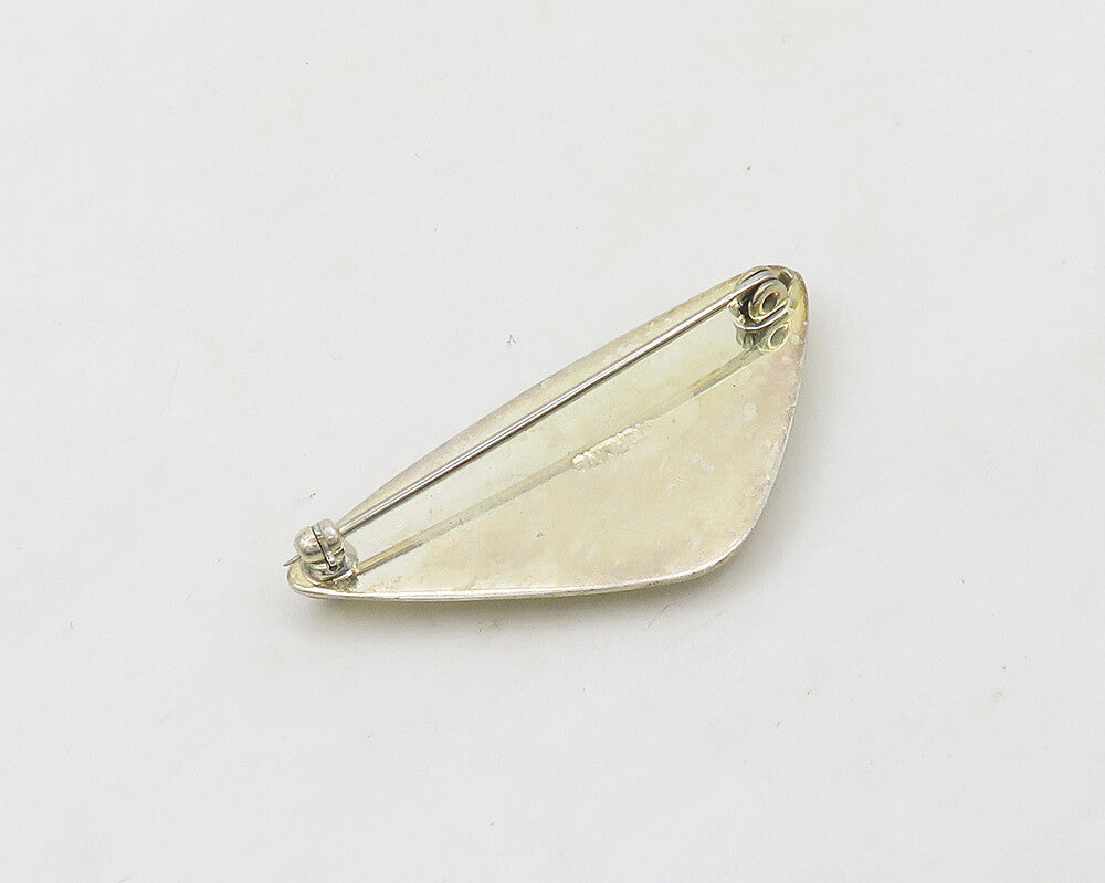 925 Sterling Silver  Vintage Shiny Modernist Smooth Brooch Pin  BP7609
