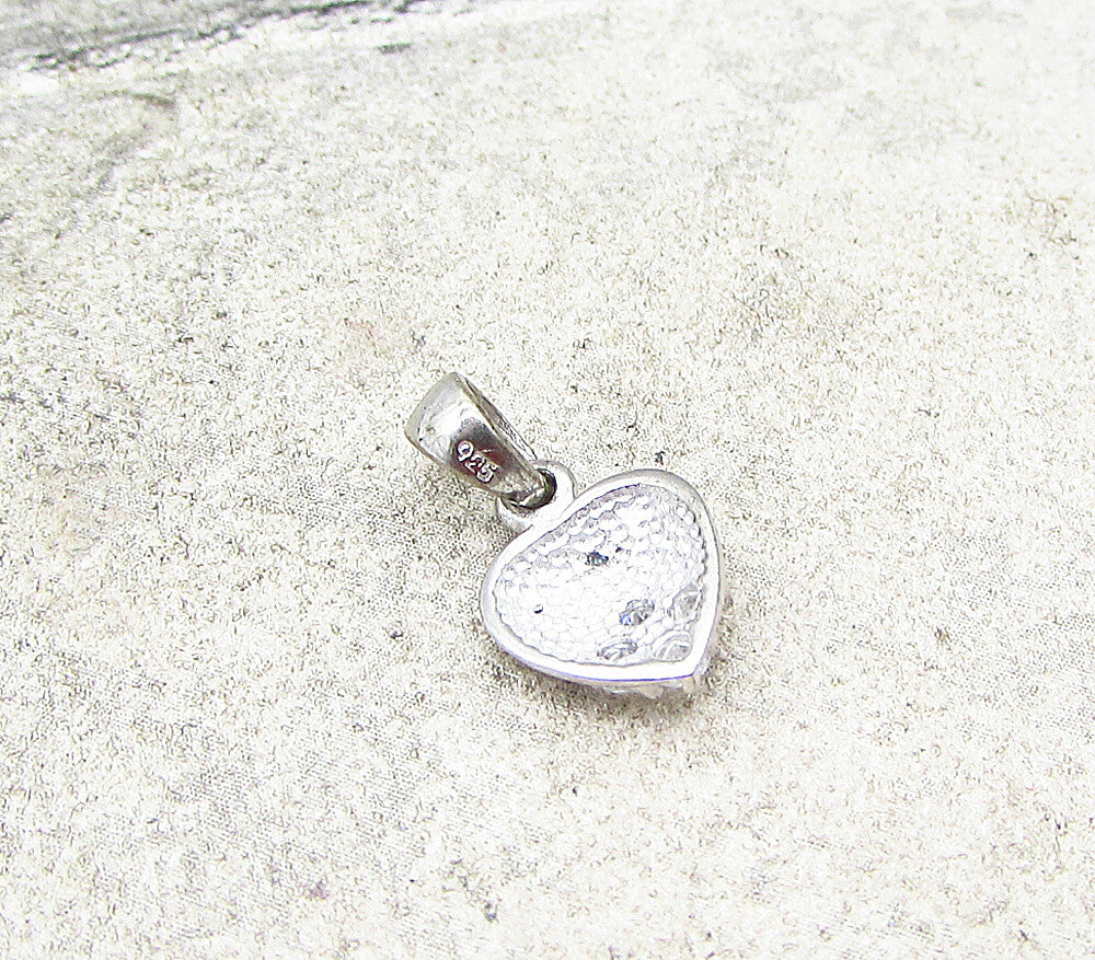 925 Sterling Silver  White Cubic Zirconia Love Heart Pendant  PT1520