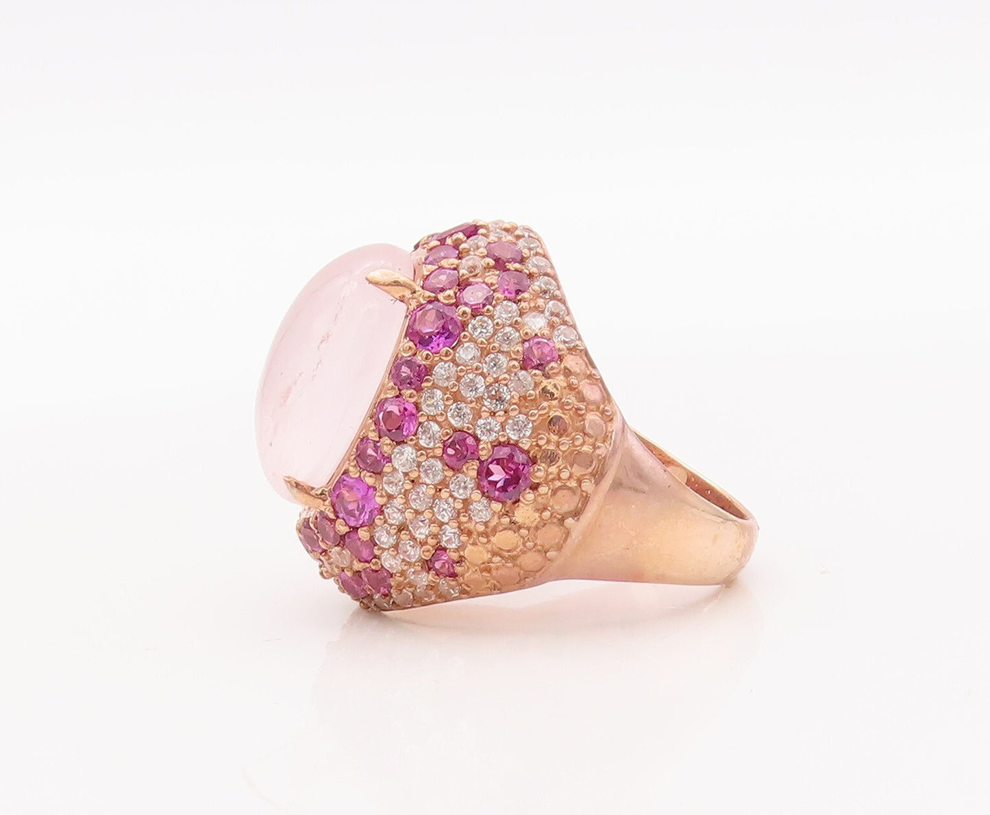 925 Sterling Silver Vintage Ring Rose Gold Plated Oval Gemstone  Sz 7  RG29323