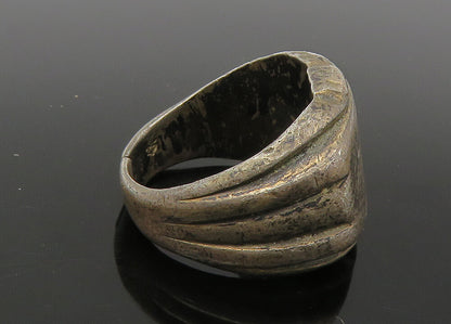 925 Sterling Silver  Vintage Antique Dark Tone Fluted Band Ring Sz 7  RG22577