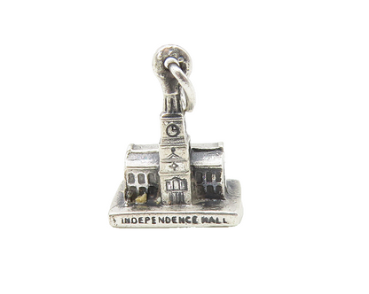 925 Sterling Silver Vintage Petite Independence Hall Drop Pendant PT7970