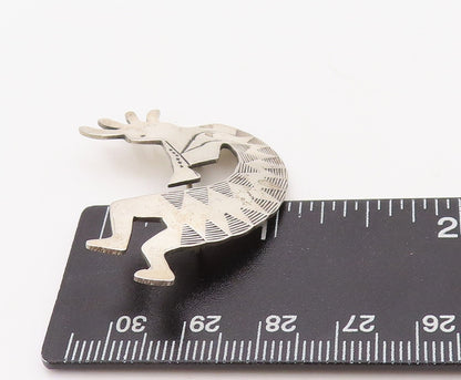 925 Sterling Silver Vintage Brooch Pin NAVAJO Trible Man Playing Music  BP11207