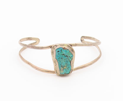 SOUTHWESTERN 925 Silver Vintage Rocky Turquoise Split Cuff Bracelet BT9697
