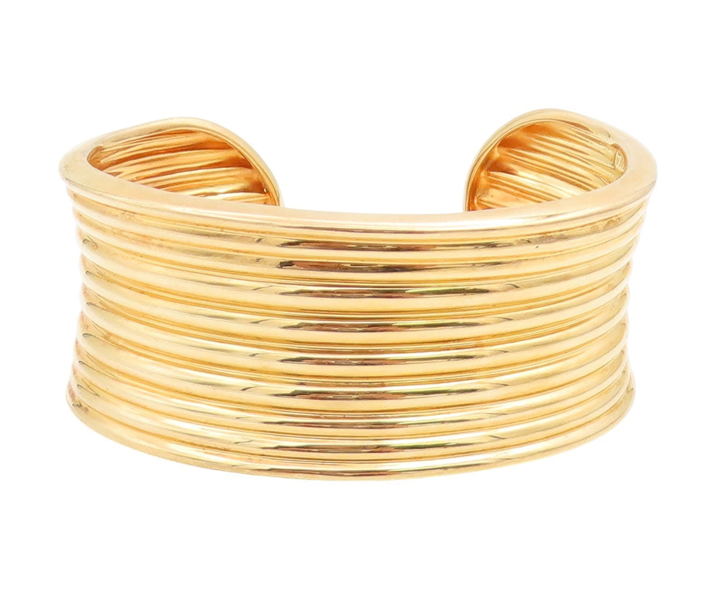925 Sterling Silver Vintage Bracelet Gold Plated ROSS SIMON Ribbed Cuff  BT11834