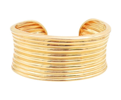 925 Sterling Silver Vintage Bracelet Gold Plated ROSS SIMON Ribbed Cuff  BT11834