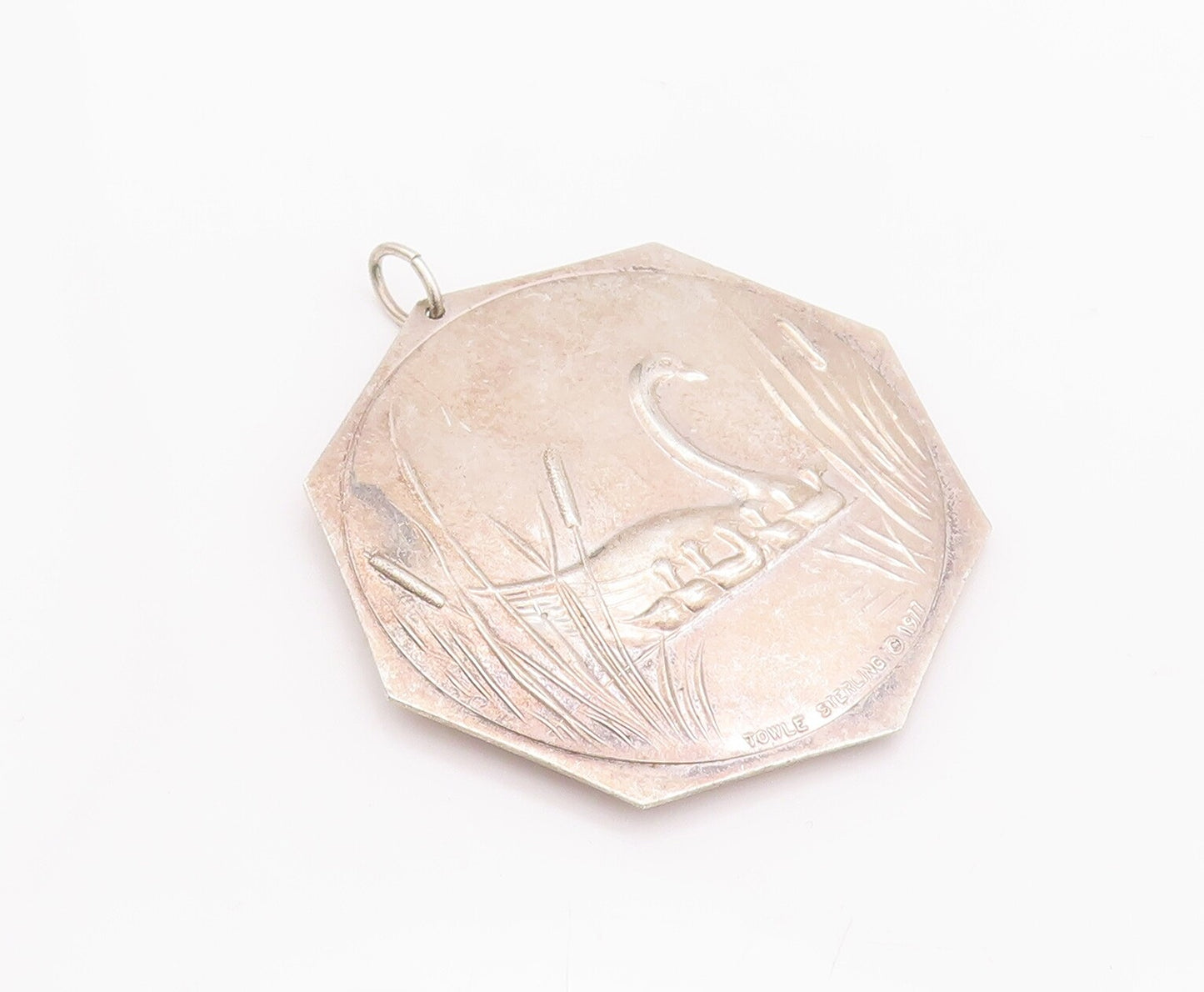 925 Sterling Silver Vintage Pendant TOWLE 1977 Carved Swimming Swan  PT22949