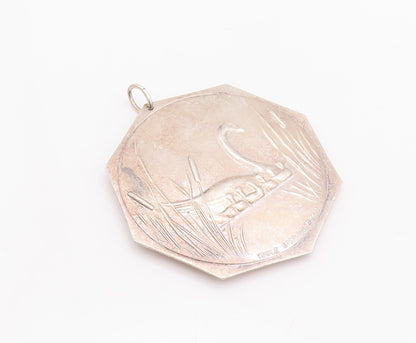 925 Sterling Silver Vintage Pendant TOWLE 1977 Carved Swimming Swan  PT22949