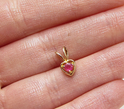 Gold Over 925 Sterling Silver Ruby Love Heart Slider Pendant PT2031
