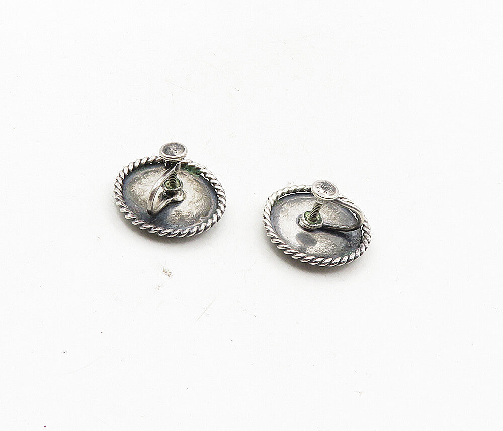 CARL ART 925 Silver  Vintage Swirl Pattern Non Pierce Screw Earrings  EG4870