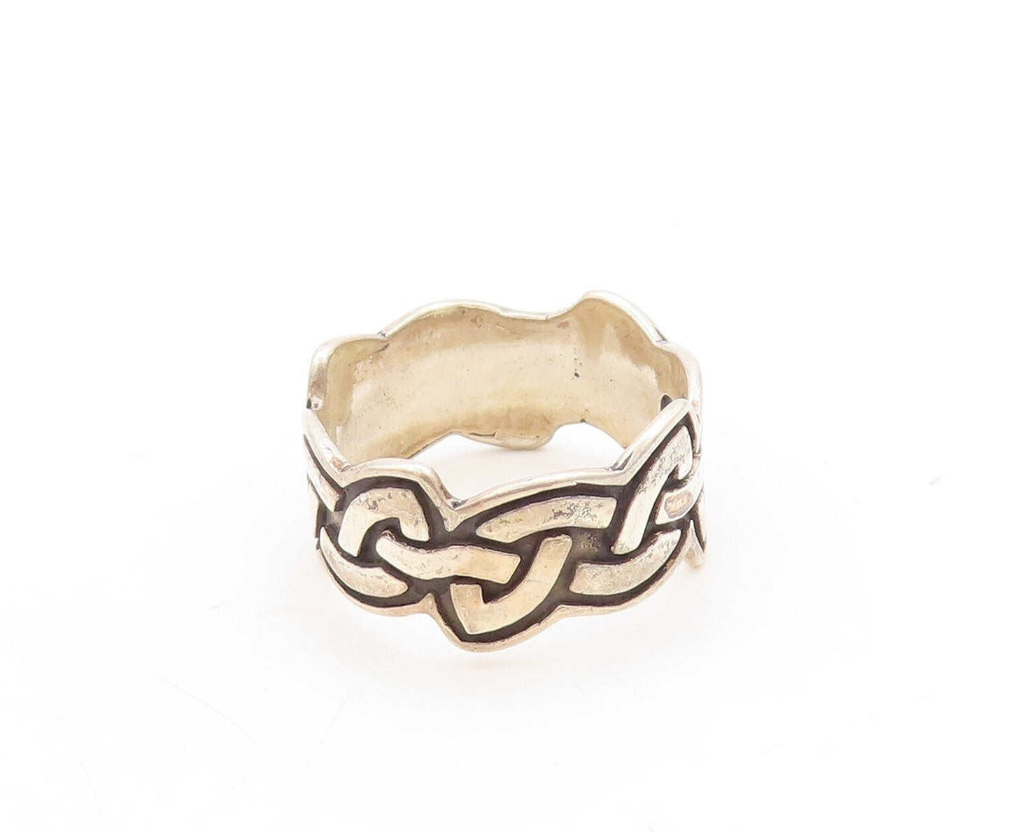 925 Sterling Silver Vintage Ring Dark Tone Cutout Celtic Knots  Sz 6  RG31296