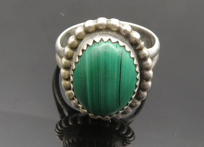 SCOTT DAVE NAVAJO 925 Silver  Vintage Malachite Cocktail Ring Sz 7  RG20067