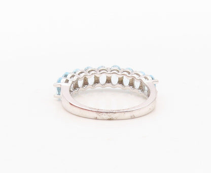 925 Sterling Silver Vintage Ring Oval Cut Blue Topaz band Sz 7 RG29941