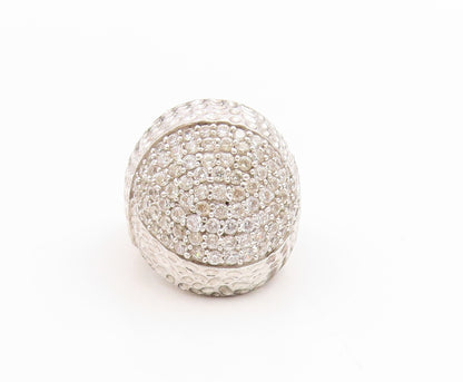 925 Sterling Silver Vintage Ring Sparkling CZ Cluster Dome Band  Sz 5.5  RG34866