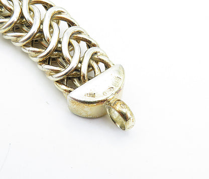925 Sterling Silver Vintage Interlocking Multi Link Chain Bracelet BT2405