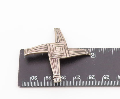 925 Sterling Silver Vintage Brooch Pin Classic Etched St. Brigid's Cross BP12620