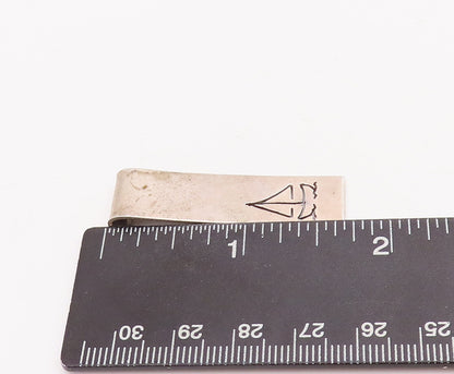925 Sterling Silver Vintage Pendant Designer Minimalist Etched Boat  PT22871