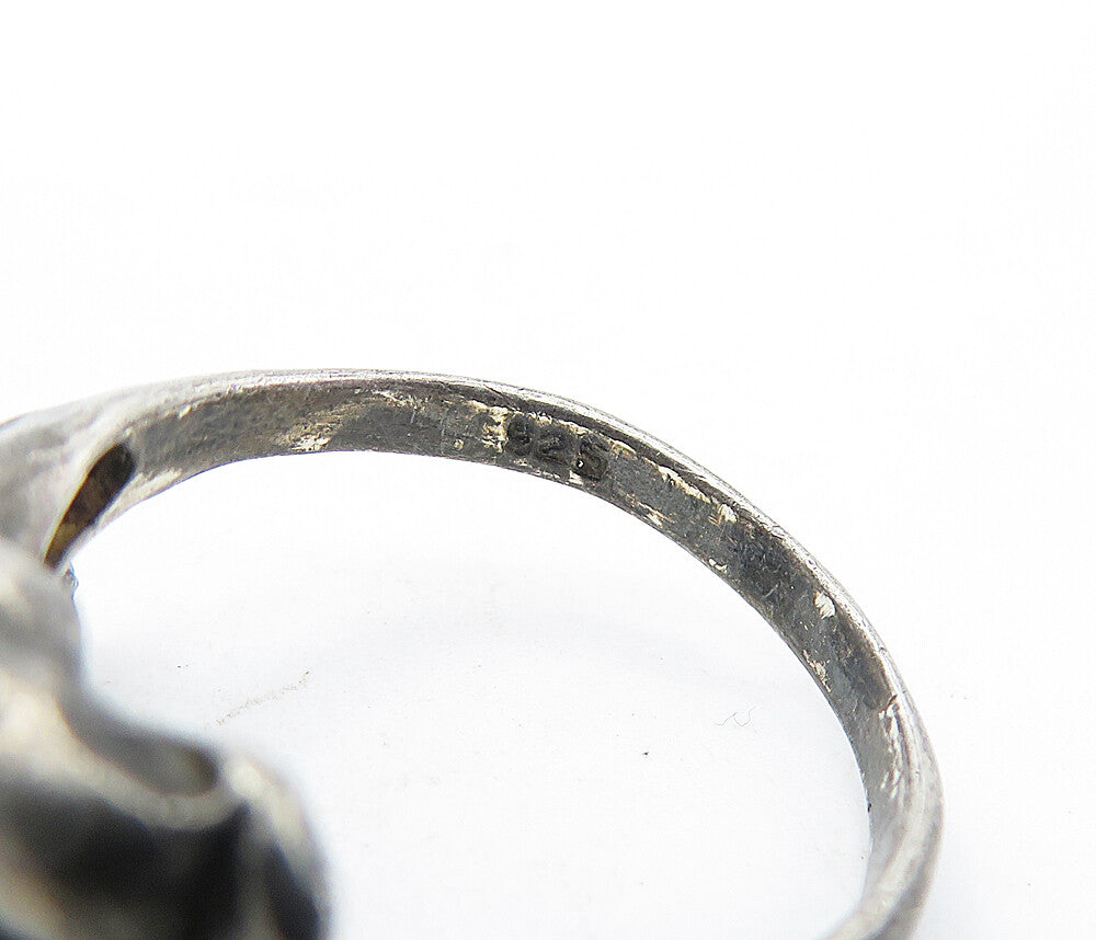 925 Sterling Silver  Vintage Oxidized Dolphin Bypass Band Ring Sz 8  RG6816