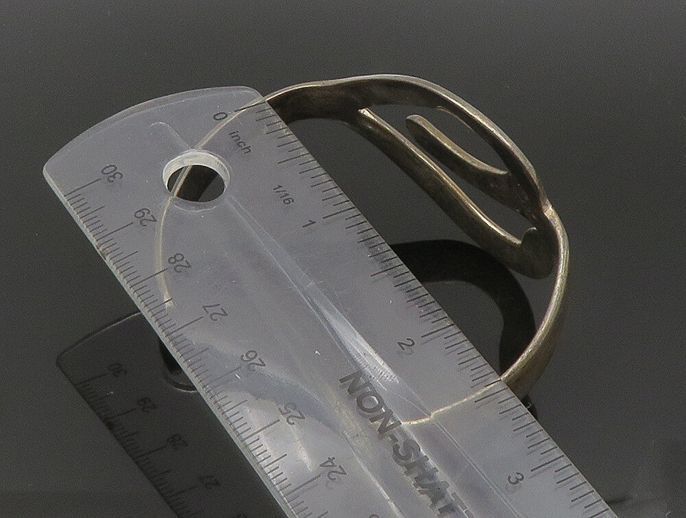 MEXICO 925 Sterling Silver  Vintage Dark Tone Open Design Cuff Bracelet BT1184