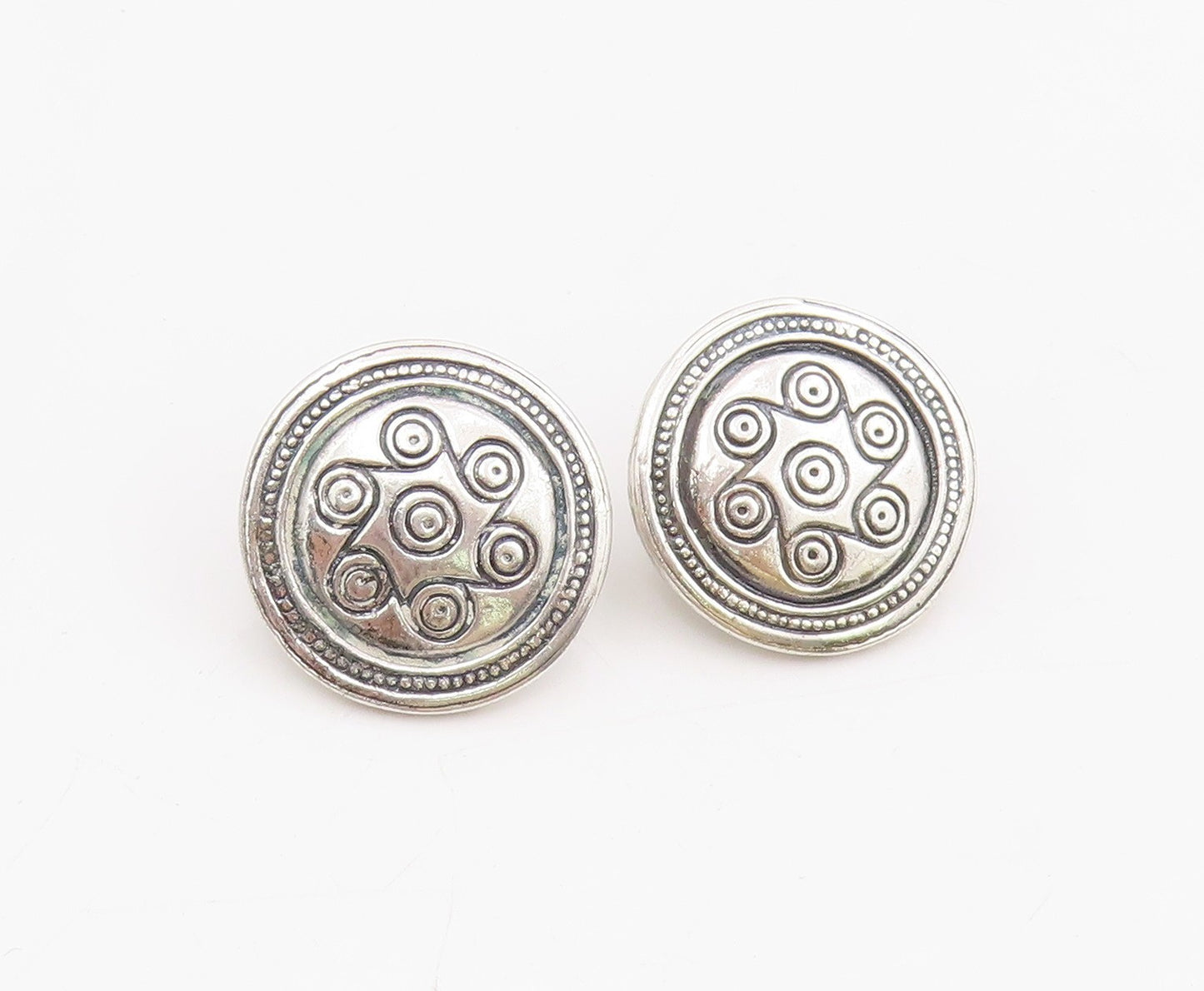 925 Sterling Silver Vintage Earrings Etched Celtic Knotwork Round Studs  EG13930