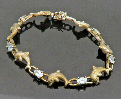 ROSS SIMON 925 Sterling Silver  Vintage Aquamarine Chain Bracelet  BT8447