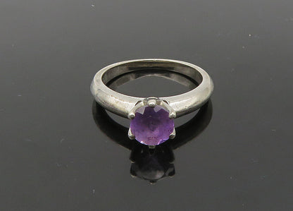925 Sterling Silver  Vintage Prong Set Amethyst Solitaire Ring Sz 6  RG21603