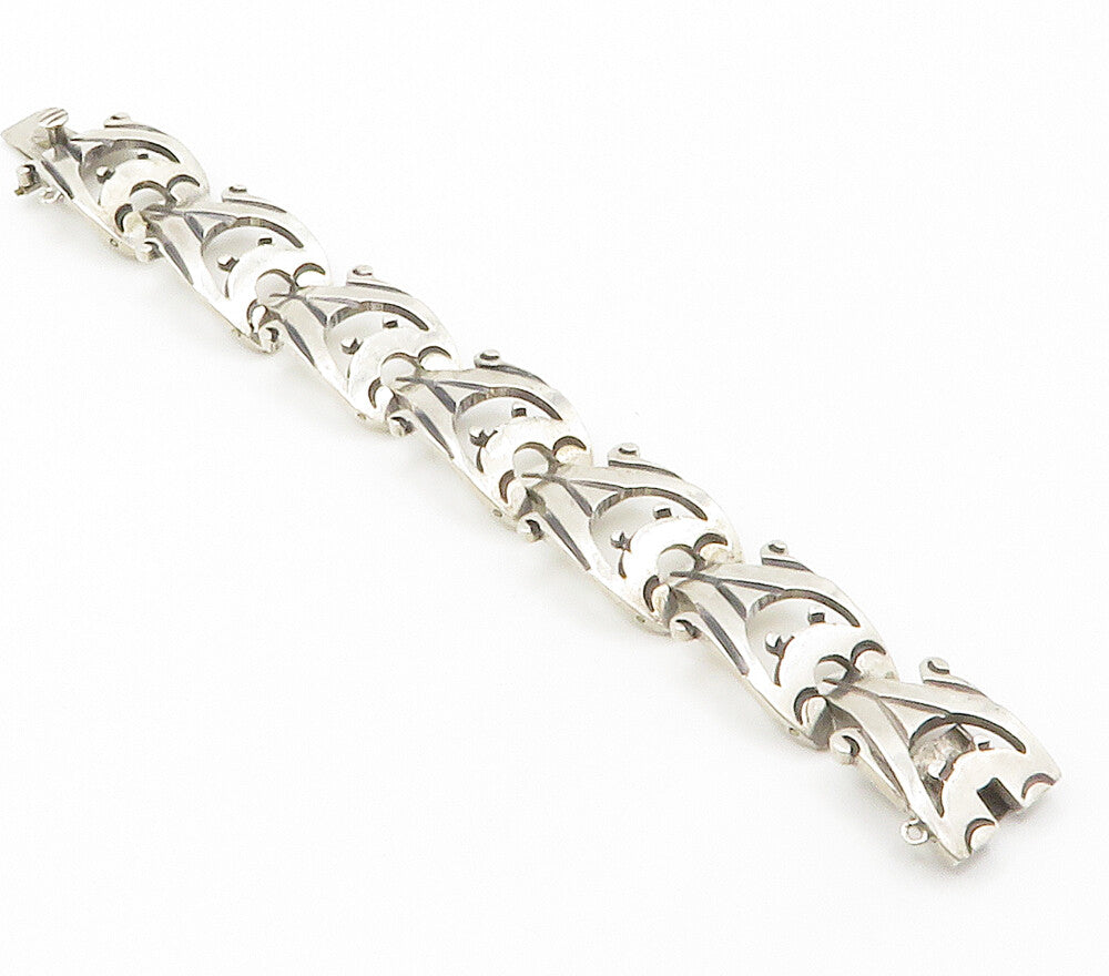 J. SOTELO 925 Sterling Silver  Vintage Chiseled Hinge Chain Bracelet  BT5855