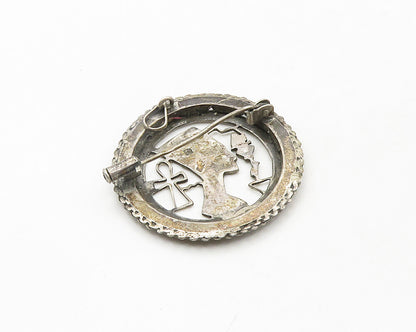 MIDDLE EAST 925 Silver  Vintage Egyptian Queen Nefertiti Brooch Pin  BP7564
