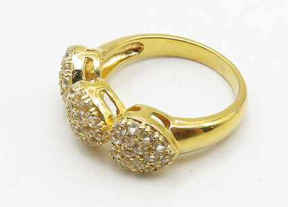 925 Sterling Silver  Topaz Gold Plated Love Hearts Band Ring Sz 7  RG10455