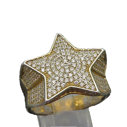 925 Silver   Vintage Cubic Zirconia Star Large Cocktail Ring Sz 12  RG22878