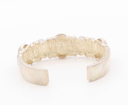 925 Sterling Silver Vintage Bracelet WHITNEY KELLY Gemstone Carved Cuff  BT11082
