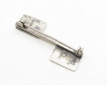 925 Sterling Silver  Vintage Cross Etched Square Design Brooch Pin  BP4565