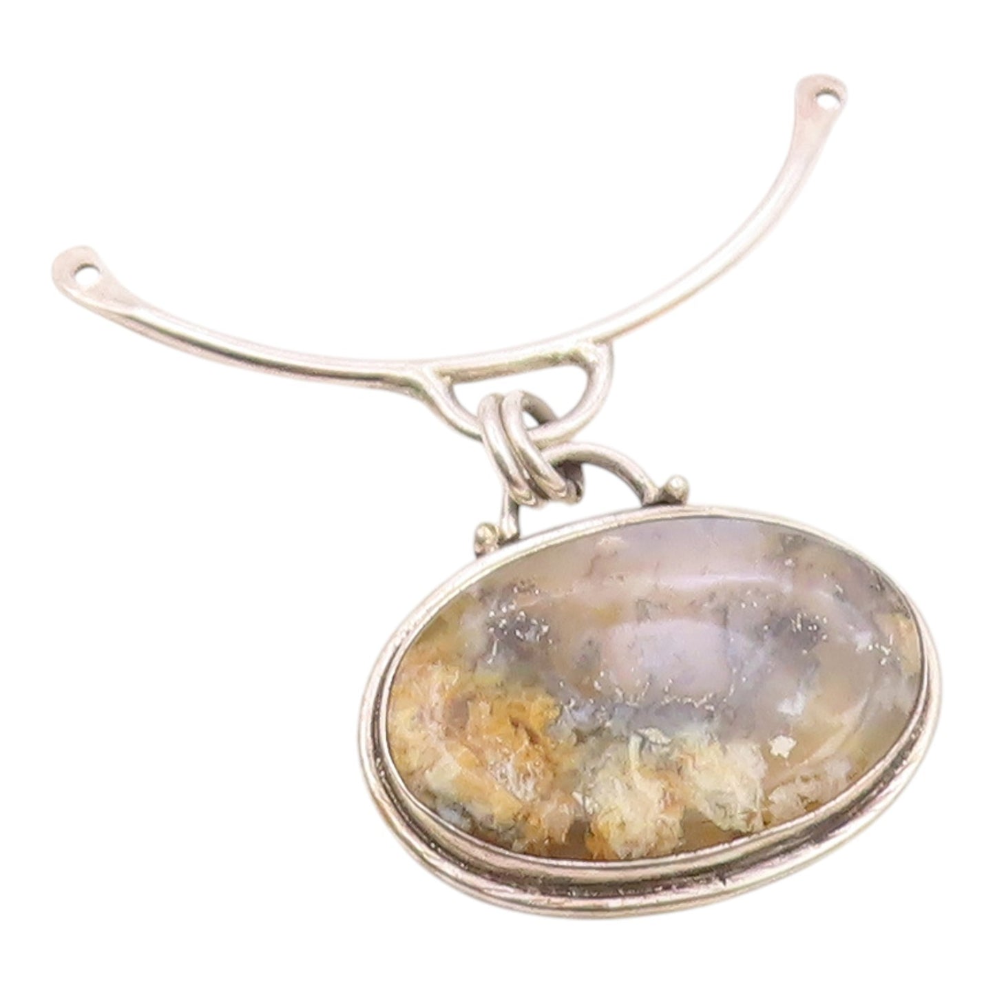 925 Sterling Silver  Vintage Cabochon Cut Agate Shiny Drop Pendant  PT18488