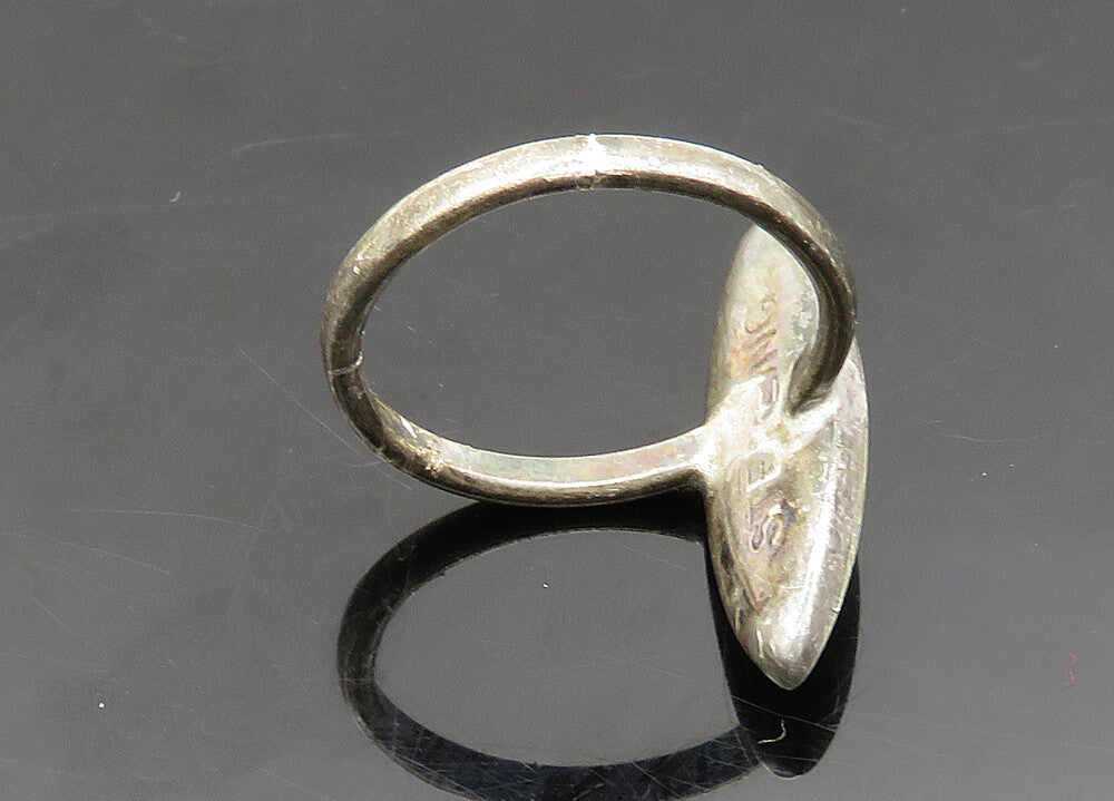 925 Sterling Silver  Vintage Obsidian Smooth Cocktail Ring Sz 5  RG20655