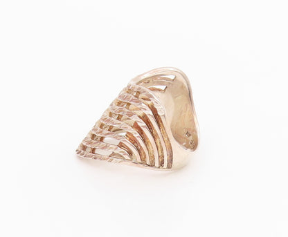925 Sterling Silver Vintage Ring Etched Multi Row Wavy Curve Band  Sz 7  RG34496