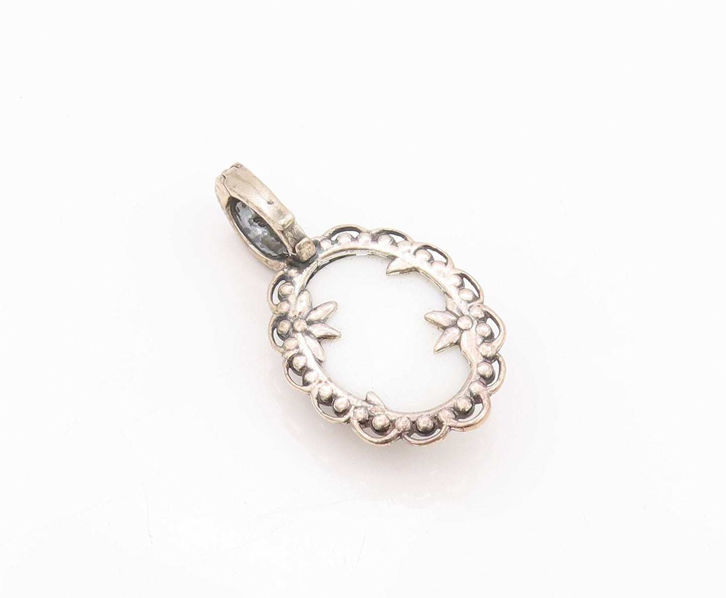 925 Sterling Silver Vintage Pendant CAROLYN POLLACK Floral Gemstone  PT23998