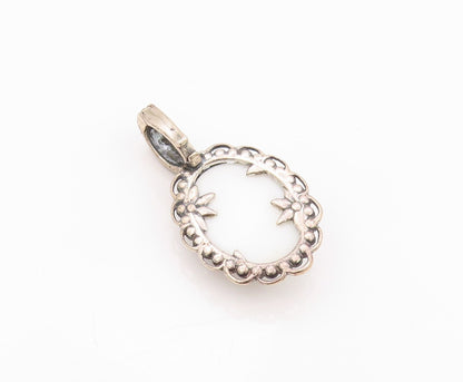 925 Sterling Silver Vintage Pendant CAROLYN POLLACK Floral Gemstone  PT23998