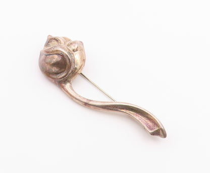 JONDELL SPAIN 925 Sterling Silver  Vintage Single Flower Brooch Pin  BP4182