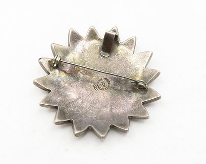 ICM MEXICO 925 Silver  Vintage Abalone Shell Flower Motif Brooch Pin  BP4512
