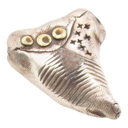 925 Sterling Silver Vintage Pendant Two Tone Textured Geometric Charm  PT26274