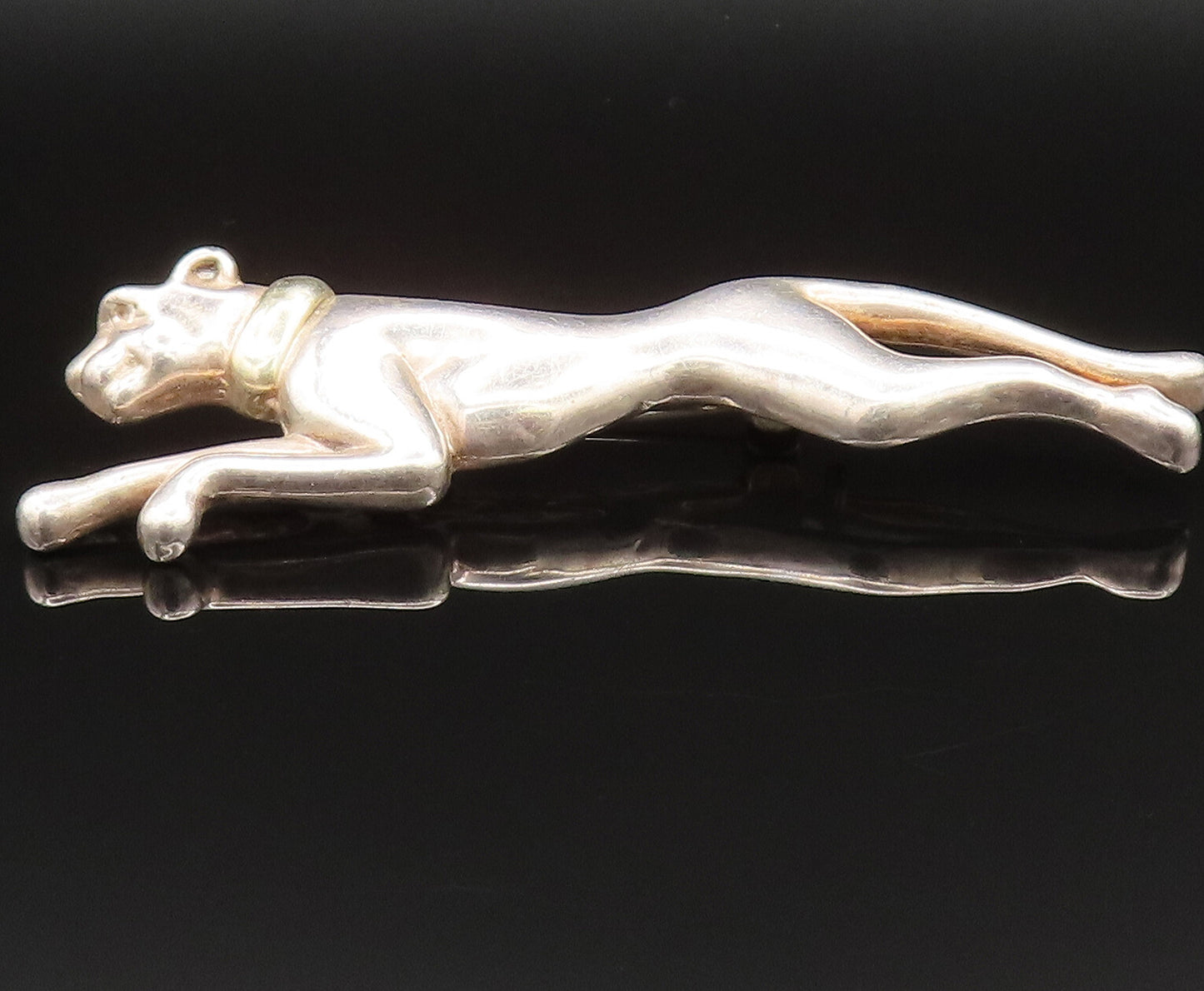 DAVID VARSANO 925 Silver  Vintage Two Tone Running Panther Brooch Pin  BP9555