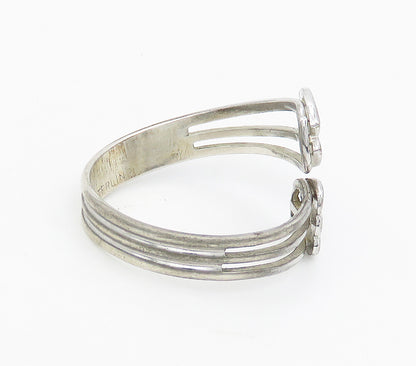 925 Sterling Silver  Shiny Love Hearts Bypass Split Band Ring Sz 8  RG16873