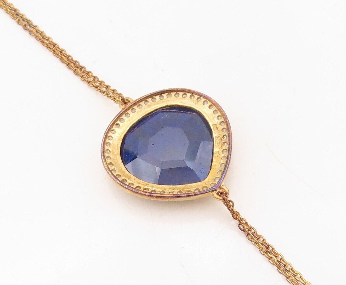 925 Sterling Silver Vintage Bracelet Gold Plated Gemstone & Diamonds BT10724